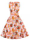 Vintage Rundhalset Pink Blomsterkjole
