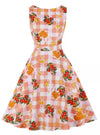 Vintage Rundhalset Pink Blomsterkjole