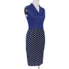 Vintage Blå Polka Dot Pencil Kjole
