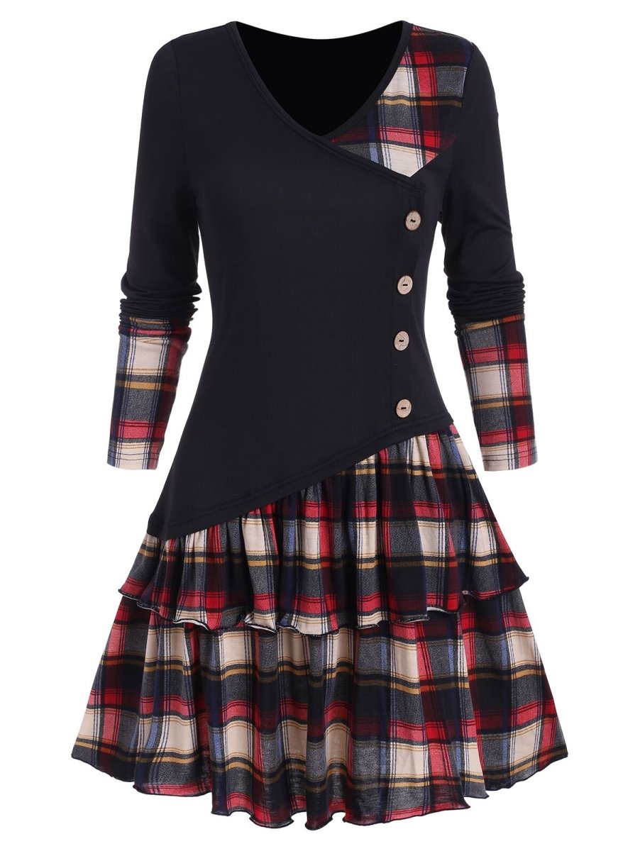 Vintage Sort Skotsk Kjole