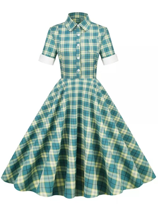Vintage Green Scotland Kjole