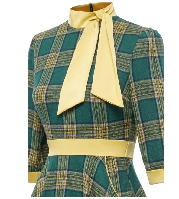 Vintage Grøn Elegance Kjole