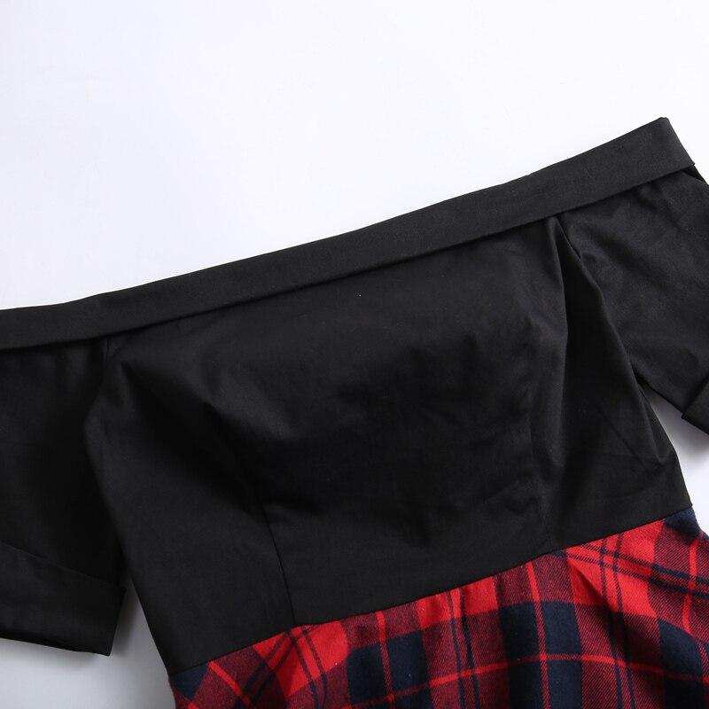 Vintage Off Shoulder Tartan Kjole