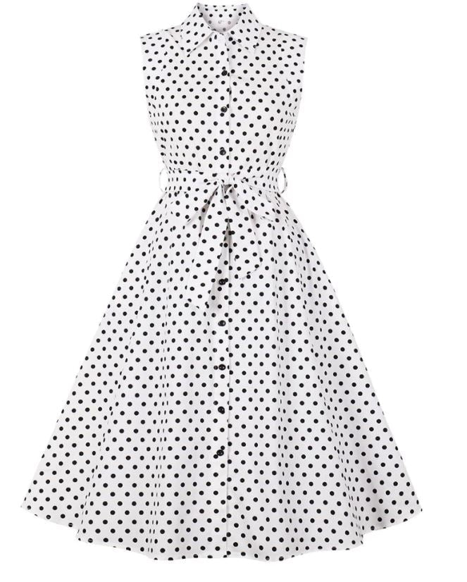 Vintage Sort Og Hvid Damekjole