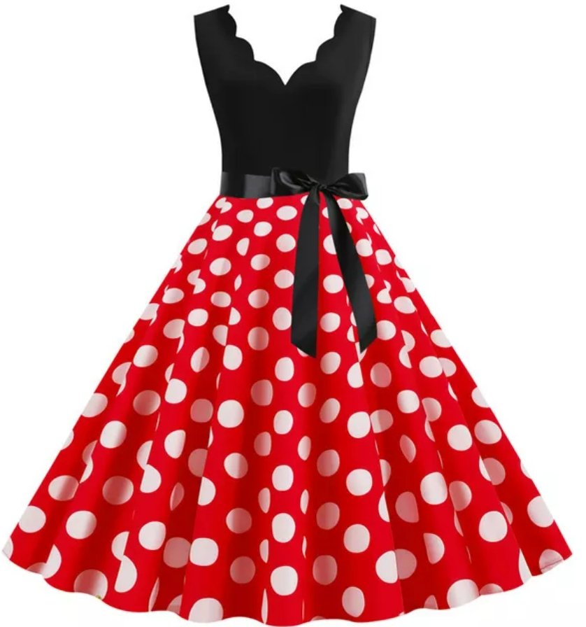 Kvinder Vintage Rød Polka Dot Kjole