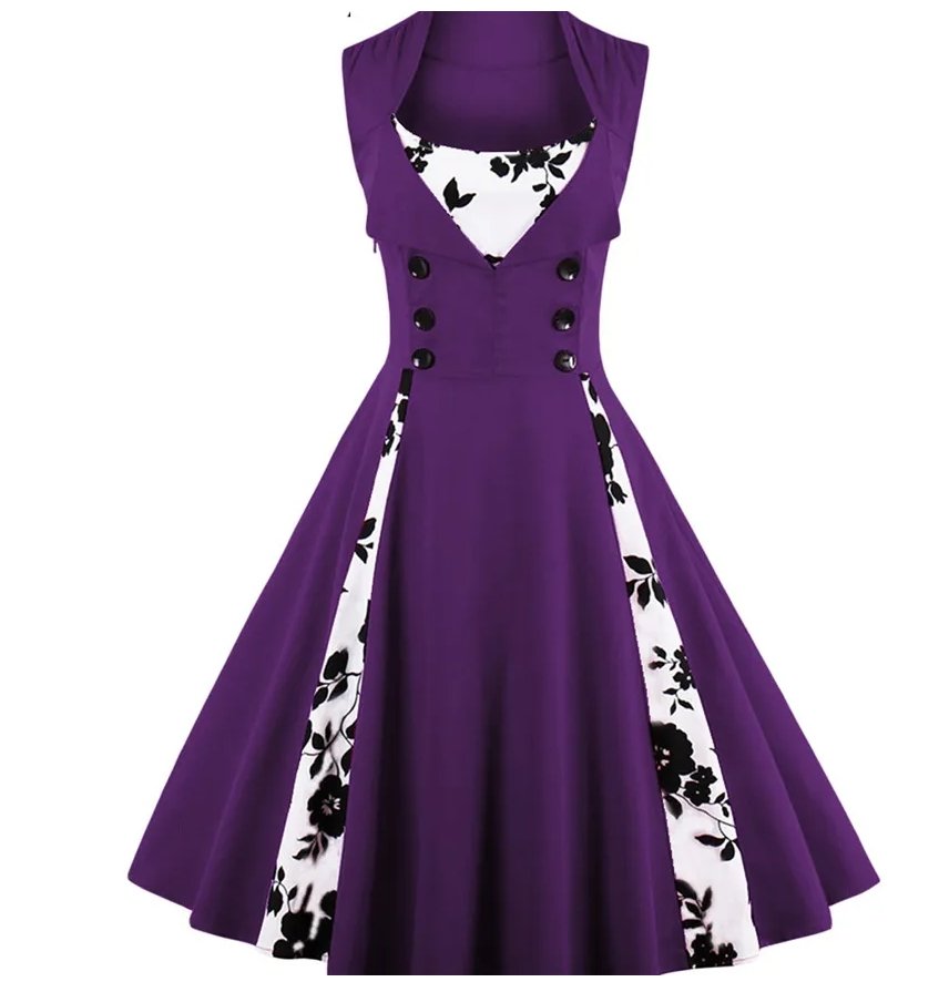 Vintage Plus Size 60'er Lilla Kjole