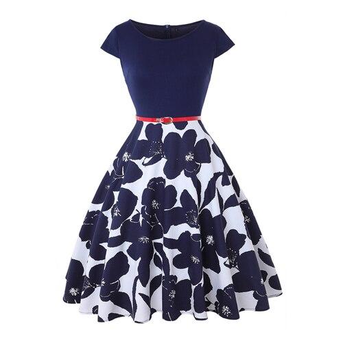 Vintage Plus Size 50'er Kjole Blå Blomst