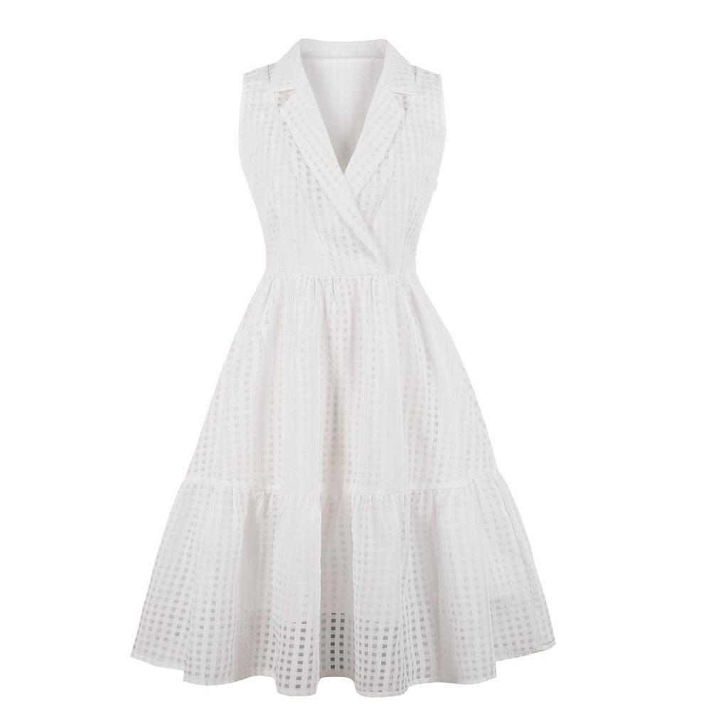 Hvid Plus Size Vintage Kjole