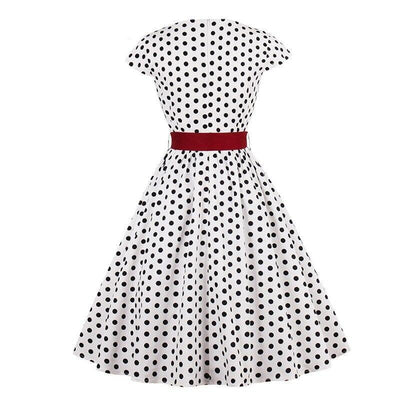 Vintage Plus Size Hvid Bæltekjole