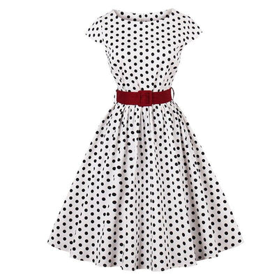 Vintage Plus Size Hvid Bæltekjole