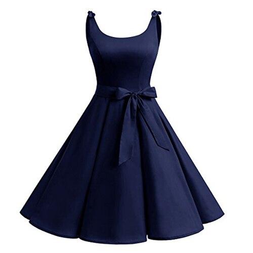 Plus Size Vintage Kjole Almindelig Blå