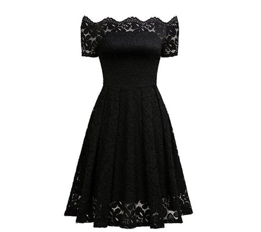 Vintage Kjole Plus Size Broderi Sort