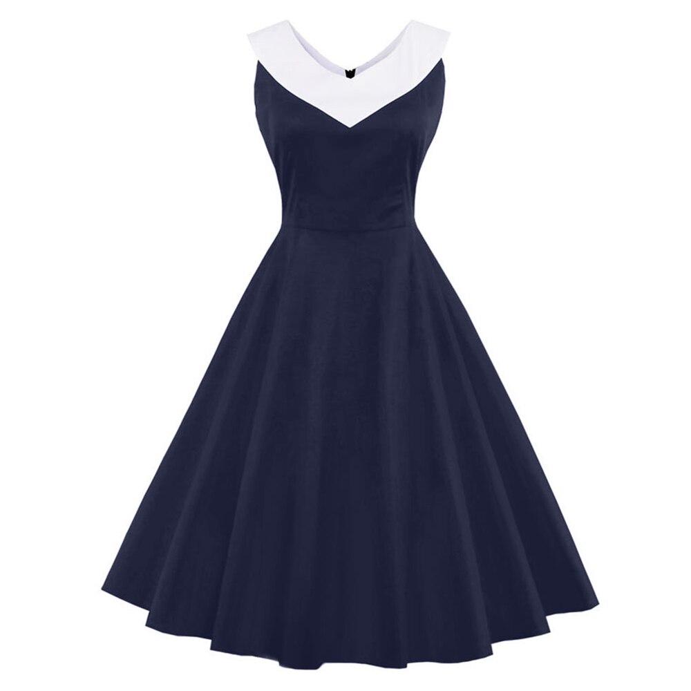 Plus Size Vintage Kjole Chic Krave Navy