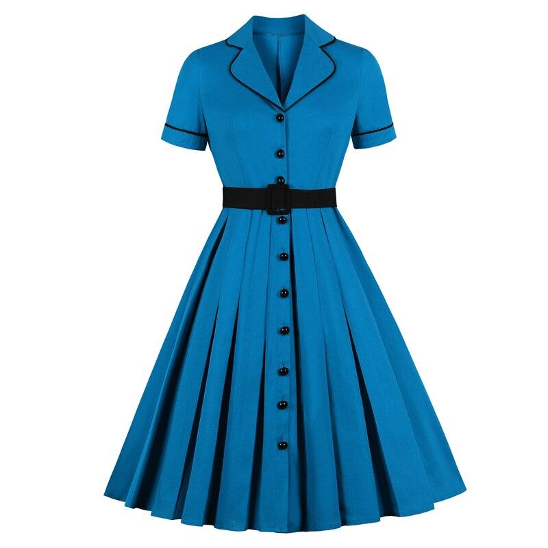 Plus Size Vintage Kjole Med Kærv Krave