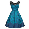 Vintage Plus Size Blonde Rockabilly Kjole Blå