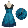Vintage Plus Size Blonde Rockabilly Kjole Blå