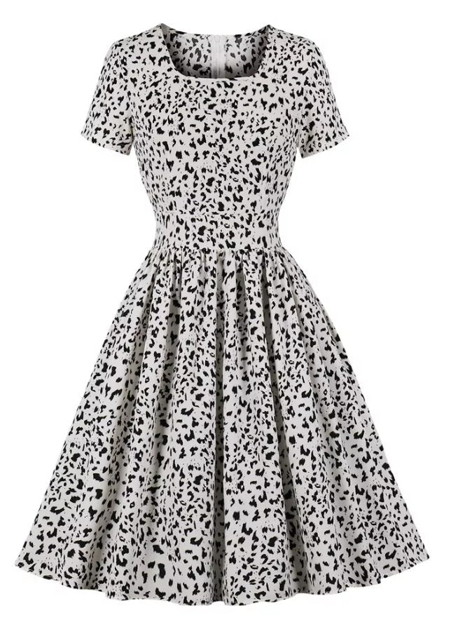 Vintage Plus Size Højtaljekjole Hvid