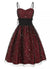 Vintage Plus Size High Waist Kjole Burgundy