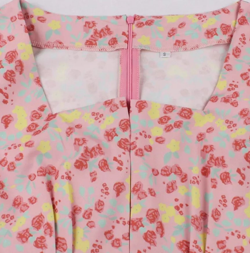 Vintage Plus Size High Waist Kjole Pink