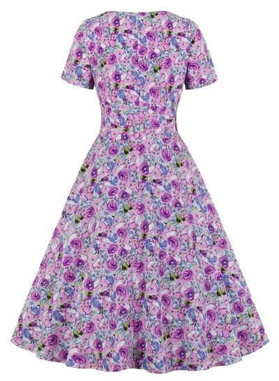 Vintage Plus Size High Waist Dress Lilla