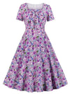 Vintage Plus Size High Waist Dress Lilla