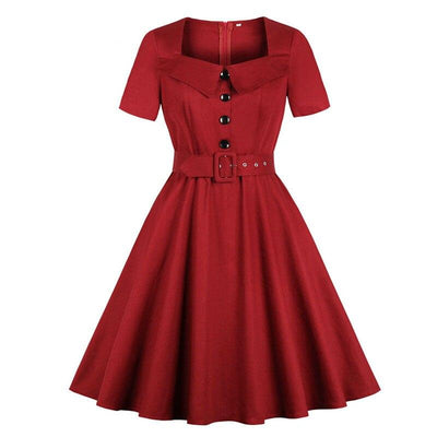 60'er Audrey Hepburn Burgund Kjole