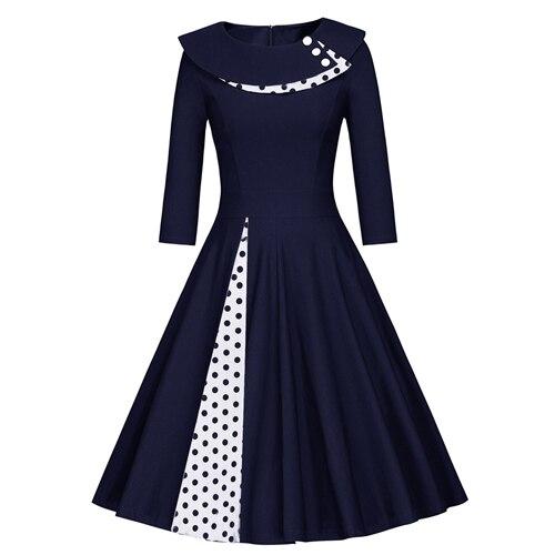 Vintage Plus Size Vinterblå Kjole