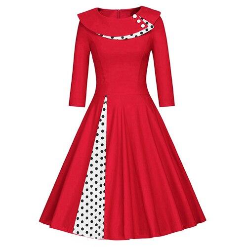 Vintage Plus Size Vinterrød Kjole