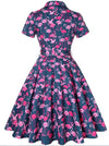 Vintage Plus Size Navy Birds Kjole