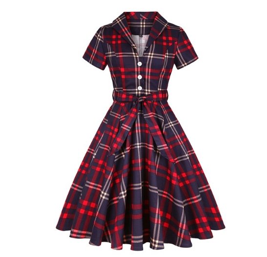 Vintage Plus Size Plaid Kjole