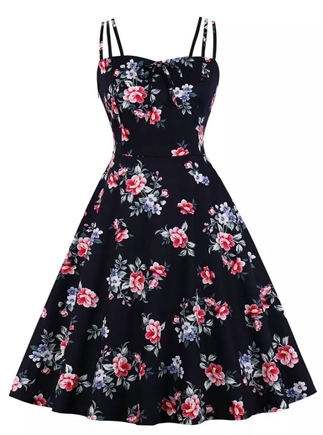 Vintage Plus Size Sort Naturkjole
