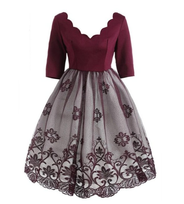 Røde Pailletter Plus Size Vintage Kjole