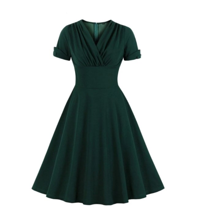 Grøn Plus Size Vintage Kjole