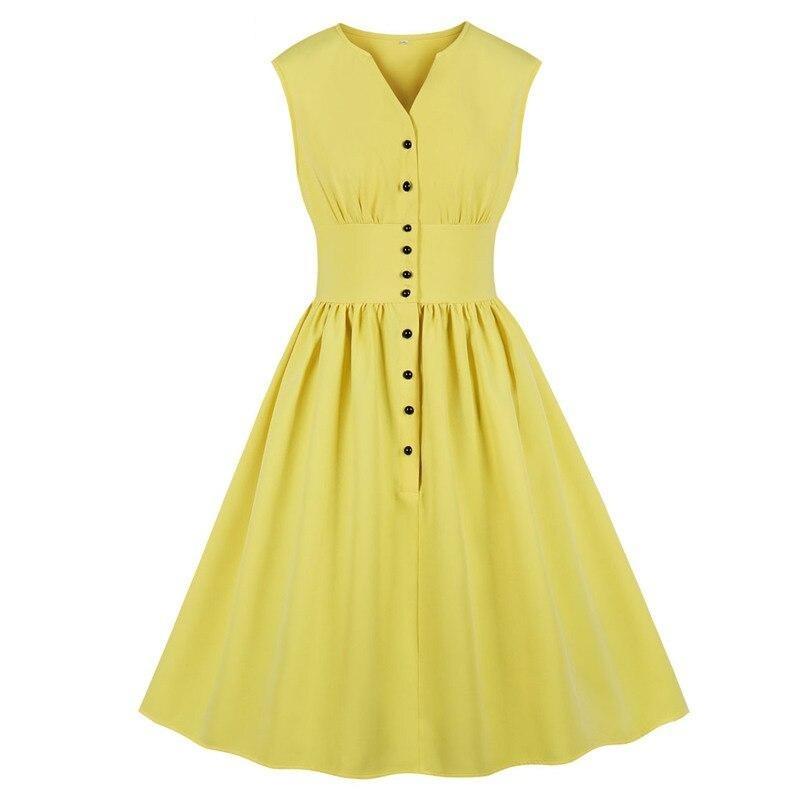Vintage Plus Size Pastel Gul Kjole