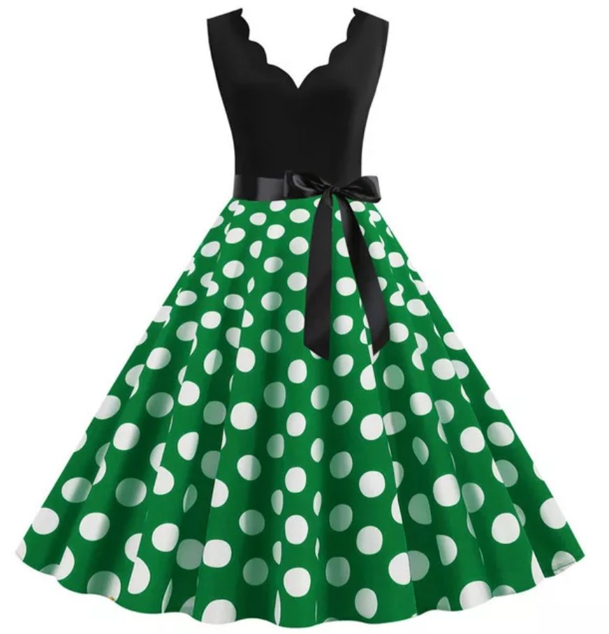 Plus Size Vintage Kjole Farverige Polka Dots