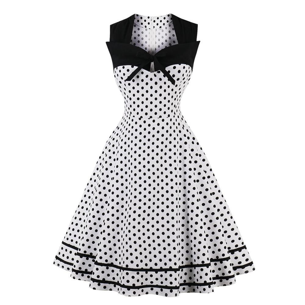 Vintage Plus Size Retro Kjole Hvid