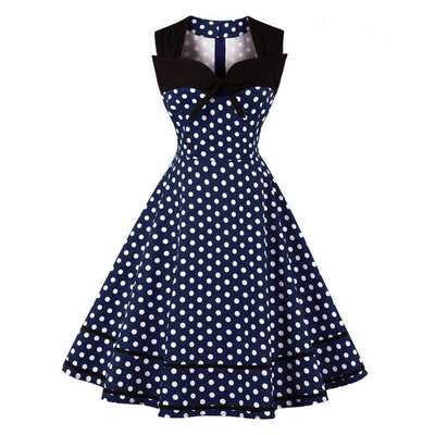 Vintage Kjole Plus Size Retro Navy