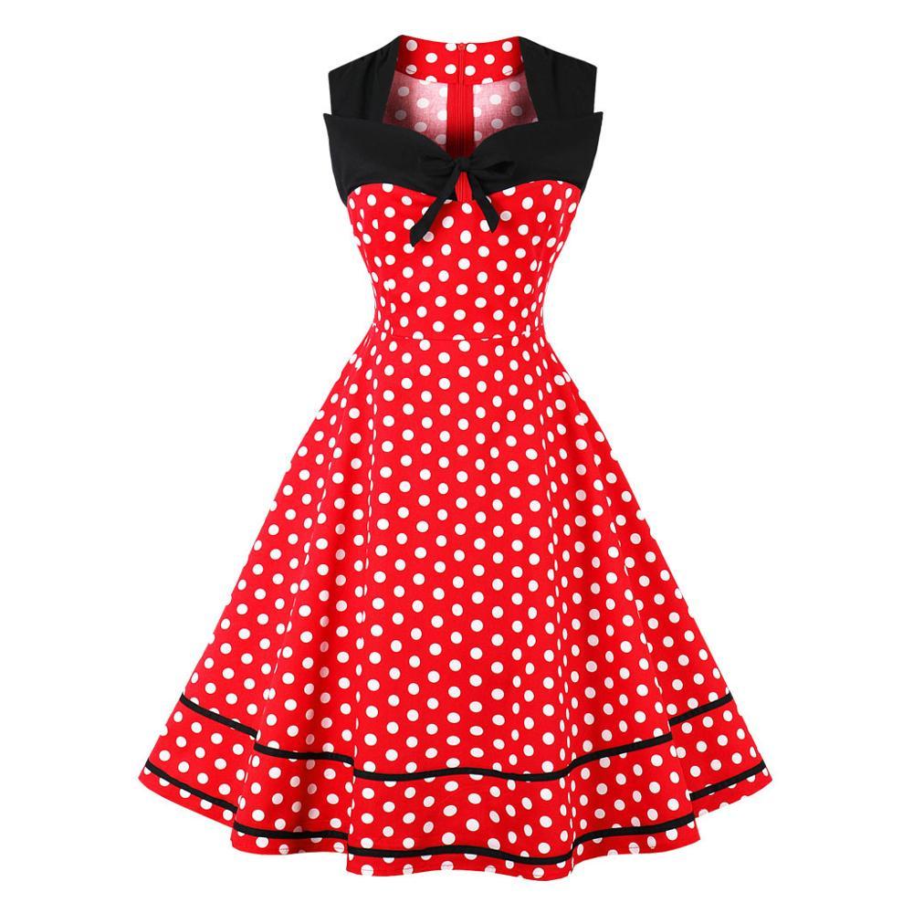 Rød Vintage Plus Størrelse Retro Kjole