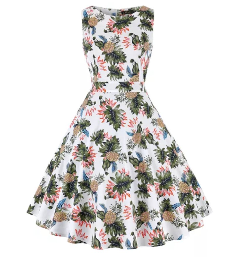 Vintage Plus Size Rockabilly Pineapple Kjole