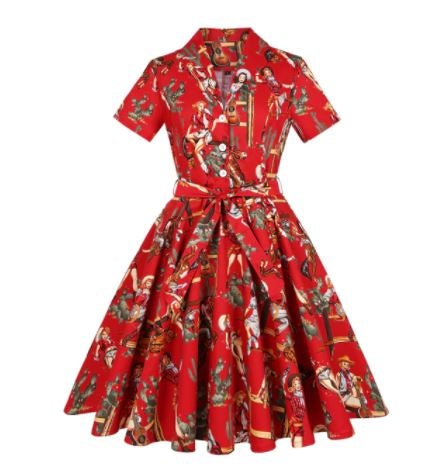 Vintage Plus Size Rockabilly Bar Kjole
