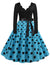 Vintage Plus Size Rockabilly Kjole Blå Polka Dots