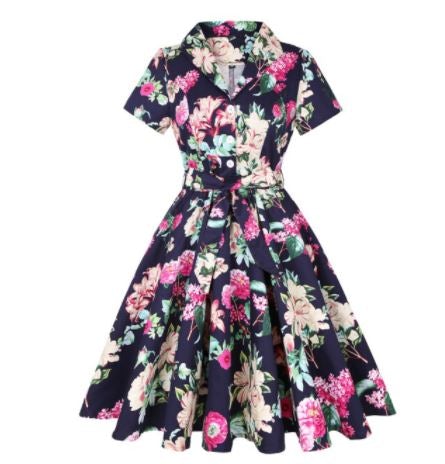 Vintage Plus Size Rockabilly Flowers Kjole