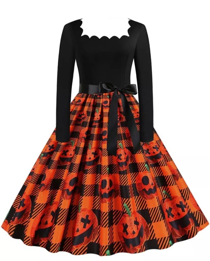 Vintage Plus Size Rockabilly Halloween Kjole