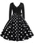 Vintage Plus Size Rockabilly-Kjole, Sorte Polkaprikker