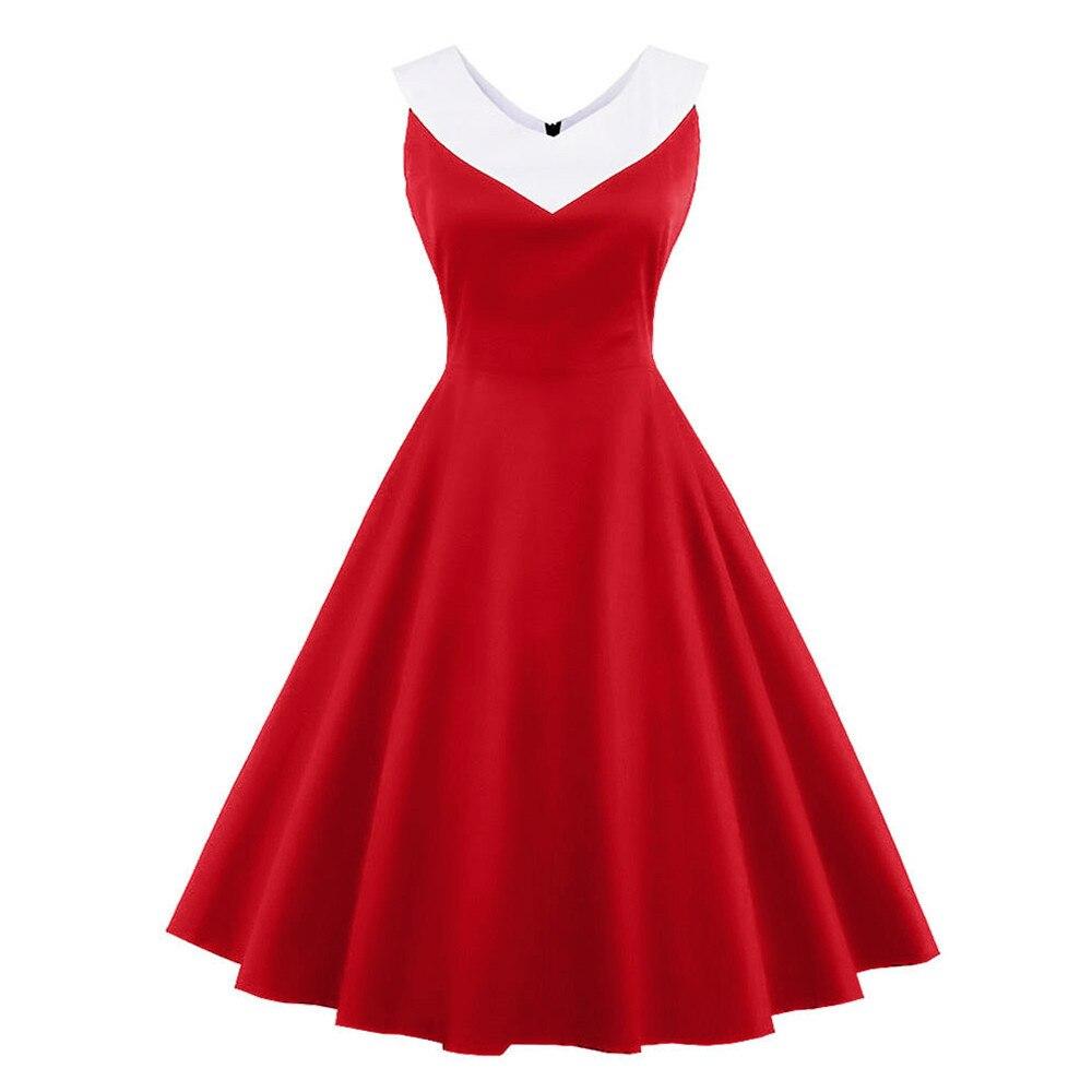 Vintage Plus Size Rød Kjole Chic Krave Rød