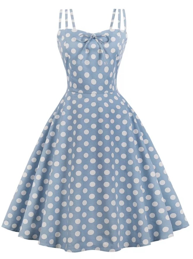 Vintage Plus Size Sexet Blå Kjole