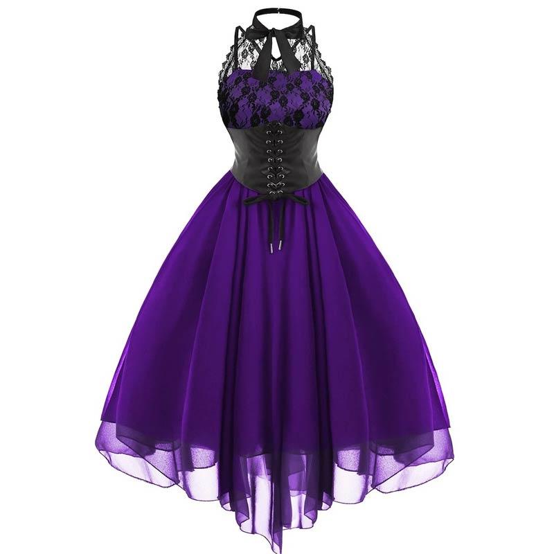Vintage Plus Size Steampunk Kjole Lilla
