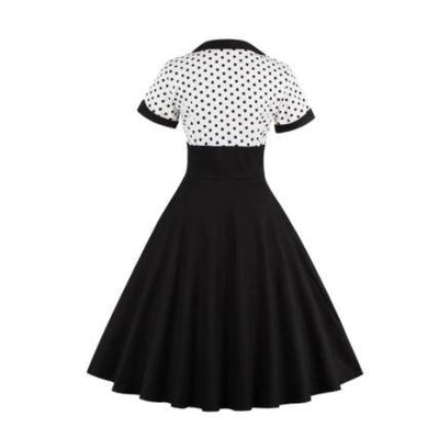 Vintage Plus Size Swing Kjole Sort Hvid