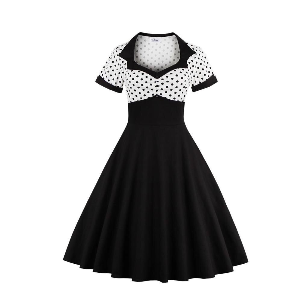 Vintage Plus Size Swing Kjole Sort Hvid