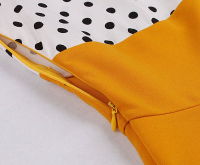 Vintage Plus Size Swing Kjole Orange Hvid